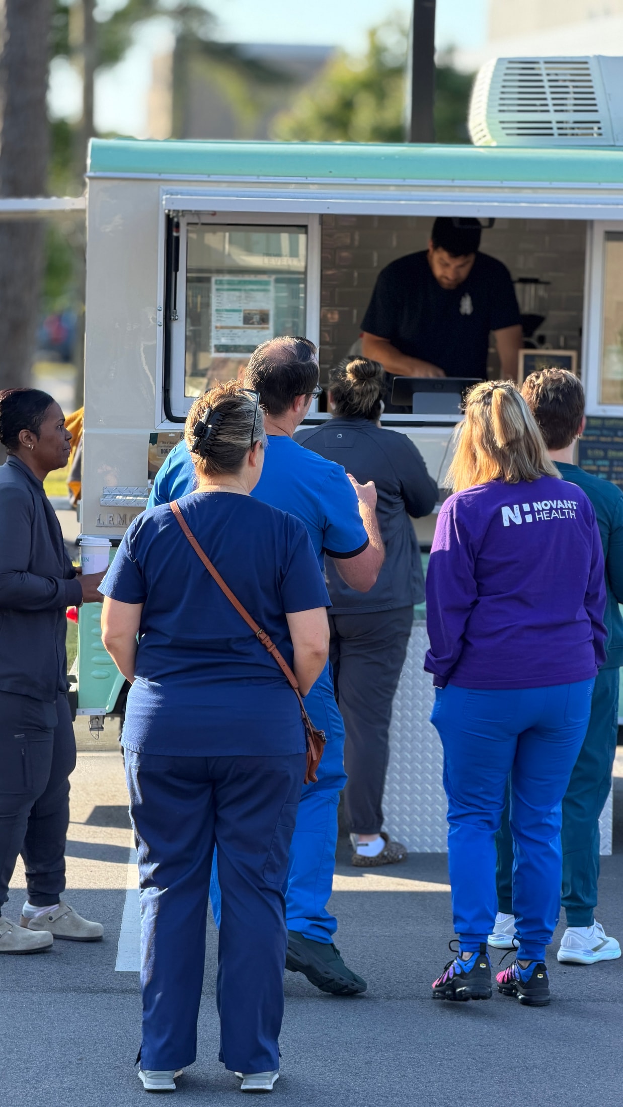 Common Tides coffee trailer serving Novant Health staff at a corporate event in Wilmington NC